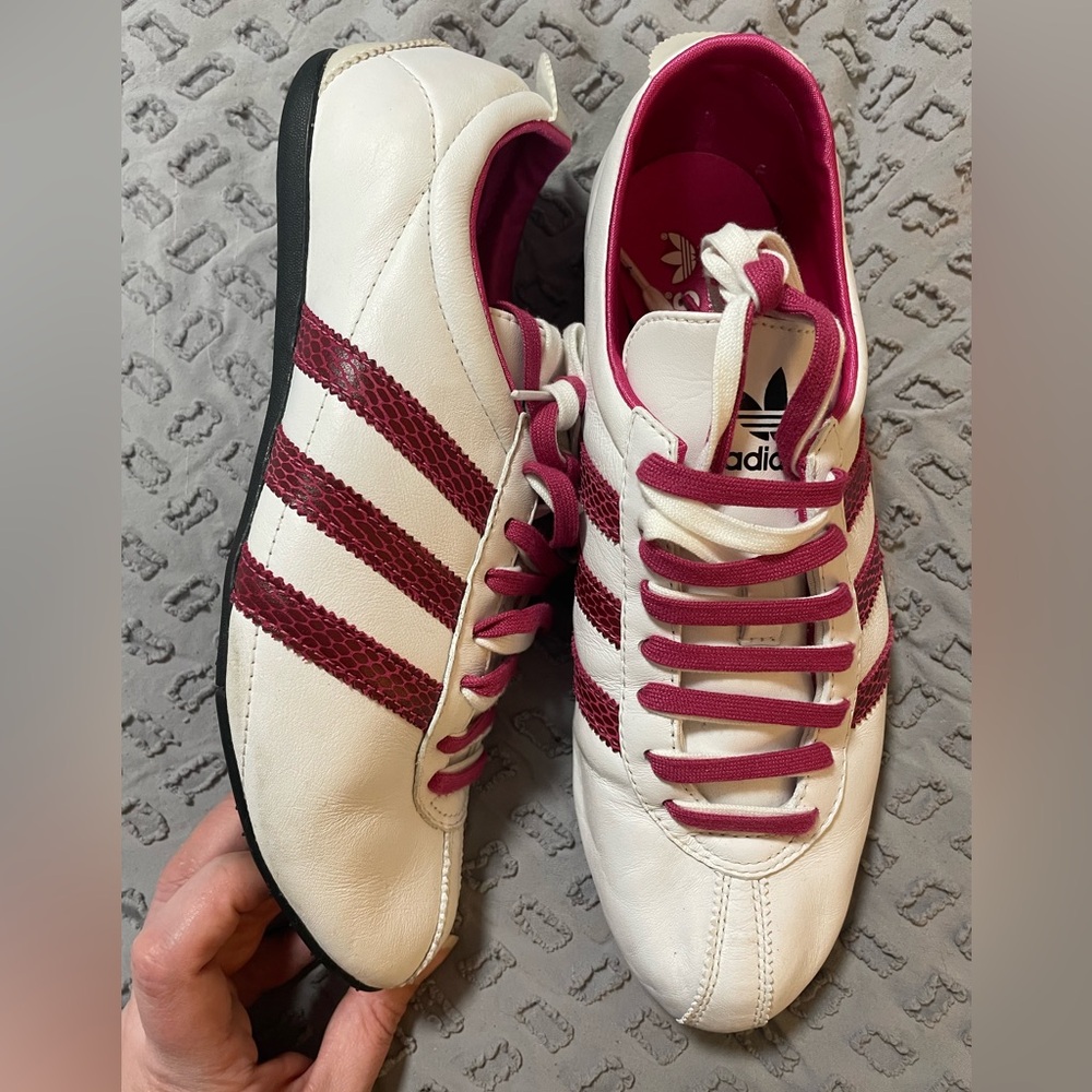 Adidas Women's White and Pink Sneakers